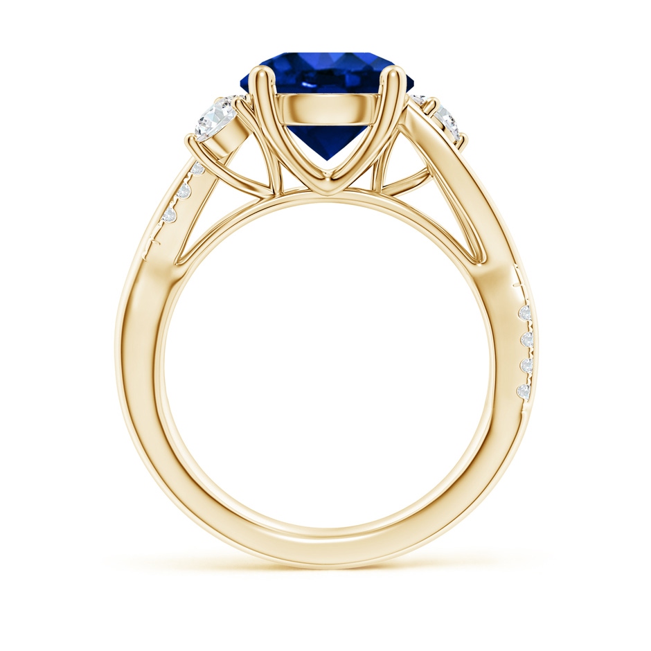 9mm Labgrown Lab-Grown Nature Inspired Blue Sapphire & Lab Diamond Twisted Vine Ring in Yellow Gold side 199