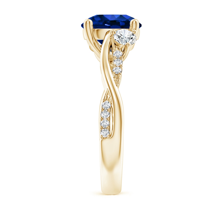 9mm Labgrown Lab-Grown Nature Inspired Blue Sapphire & Lab Diamond Twisted Vine Ring in Yellow Gold side 299