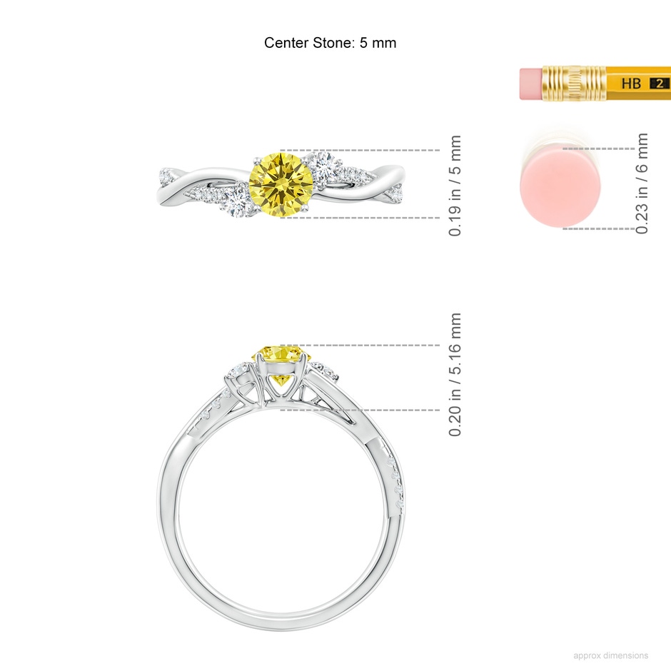 5mm Labgrown Nature Inspired Lab-Grown Fancy Intense Yellow & White Diamond Twisted Vine Ring in P950 Platinum ruler