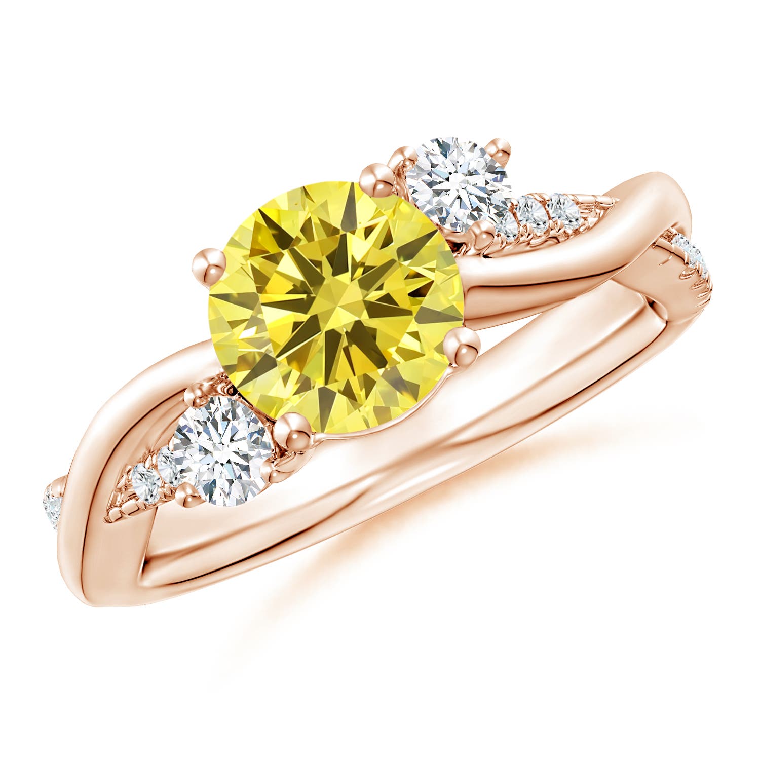 7mm Labgrown Nature Inspired Lab-Grown Fancy Intense Yellow & White Diamond Twisted Vine Ring in 18CT Rose Gold