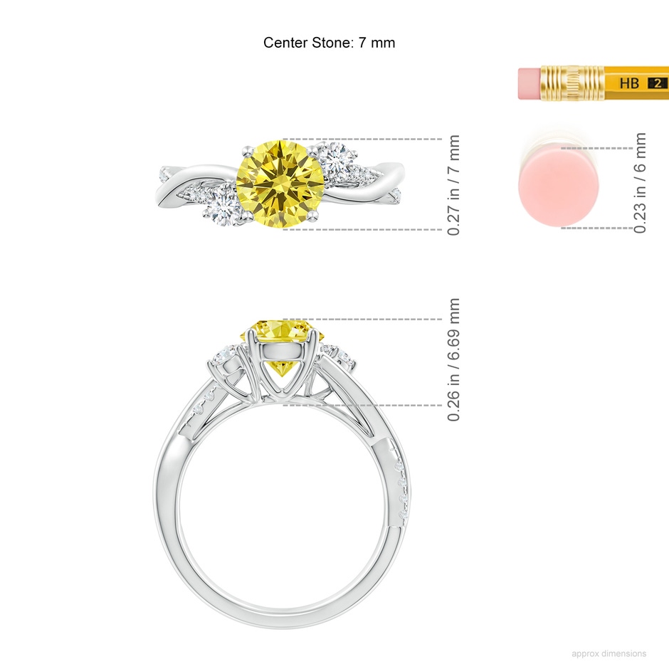 7mm Labgrown Nature Inspired Lab-Grown Fancy Intense Yellow & White Diamond Twisted Vine Ring in White Gold ruler