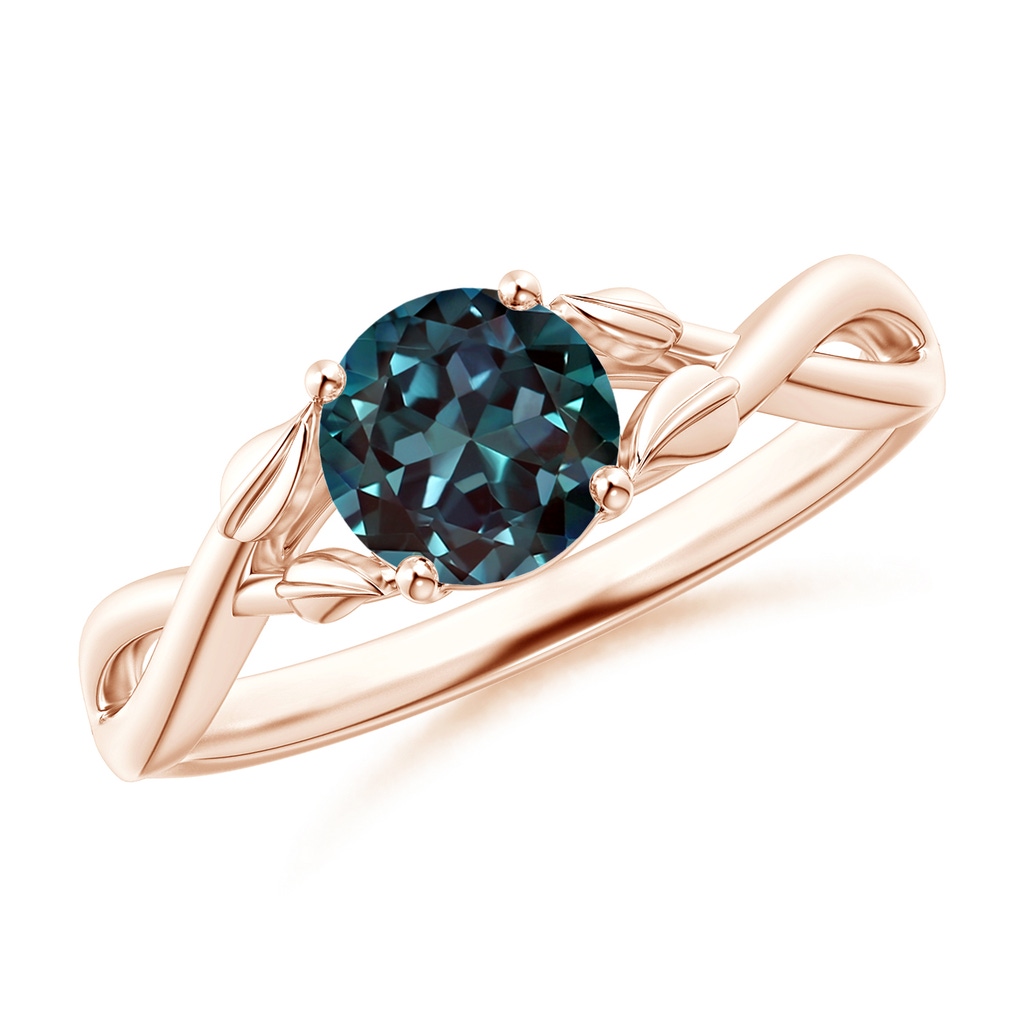 6mm Labgrown Nature Inspired Lab-Grown Alexandrite Crossover Ring with Leaf Motifs in Rose Gold