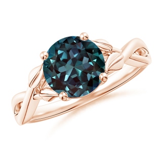 8mm Labgrown Nature Inspired Lab-Grown Alexandrite Crossover Ring with Leaf Motifs in 18K Rose Gold