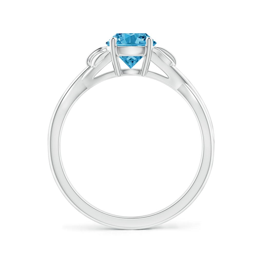 6.4mm Labgrown Nature Inspired Lab-Grown Fancy Intense Blue Diamond Crossover Ring with Leaf Motifs in S999 Silver - side 199