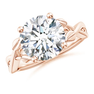 10.1mm FGVS Lab-Grown Nature Inspired Diamond Crossover Ring with Leaf Motifs in Rose Gold