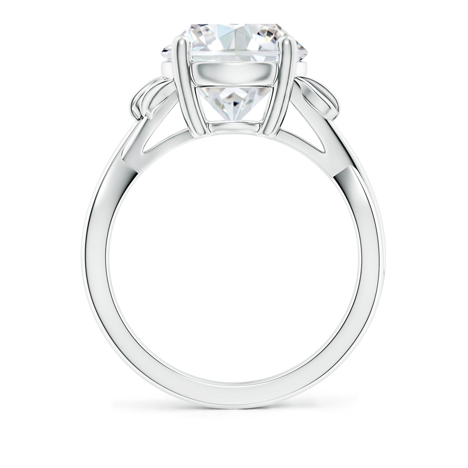 10.1mm FGVS Lab-Grown Nature Inspired Diamond Crossover Ring with Leaf Motifs in White Gold