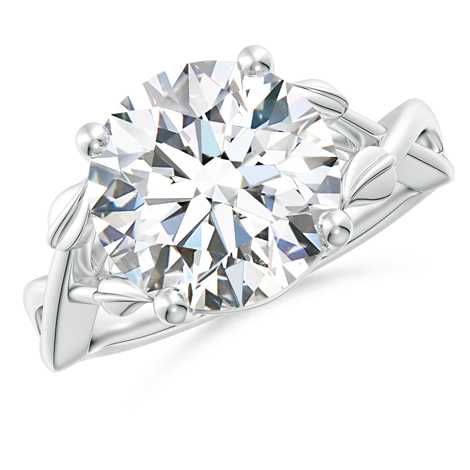 11.1mm FGVS Lab-Grown Nature Inspired Diamond Crossover Ring with Leaf Motifs in White Gold 