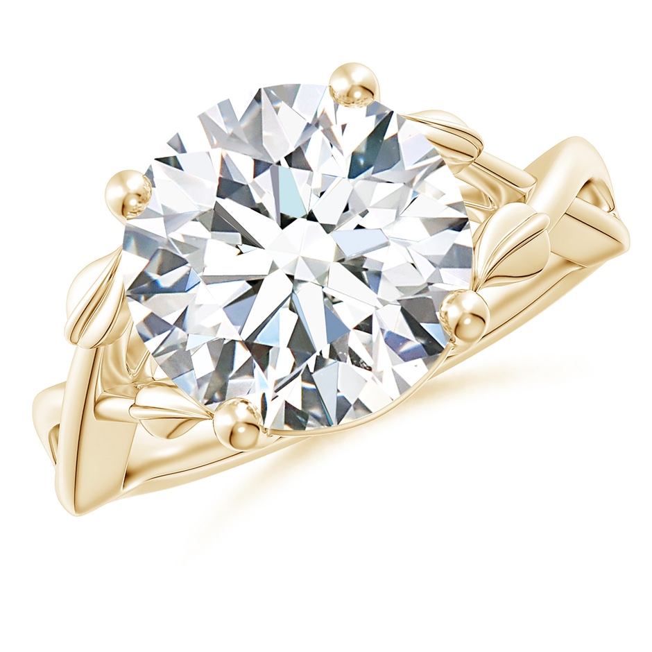 11.1mm FGVS Lab-Grown Nature Inspired Diamond Crossover Ring with Leaf Motifs in Yellow Gold 