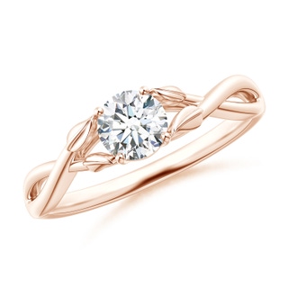 5.1mm FGVS Lab-Grown Nature Inspired Diamond Crossover Ring with Leaf Motifs in 9K Rose Gold