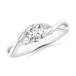 5.1mm FGVS Lab-Grown Nature Inspired Diamond Crossover Ring with Leaf Motifs in P950 Platinum