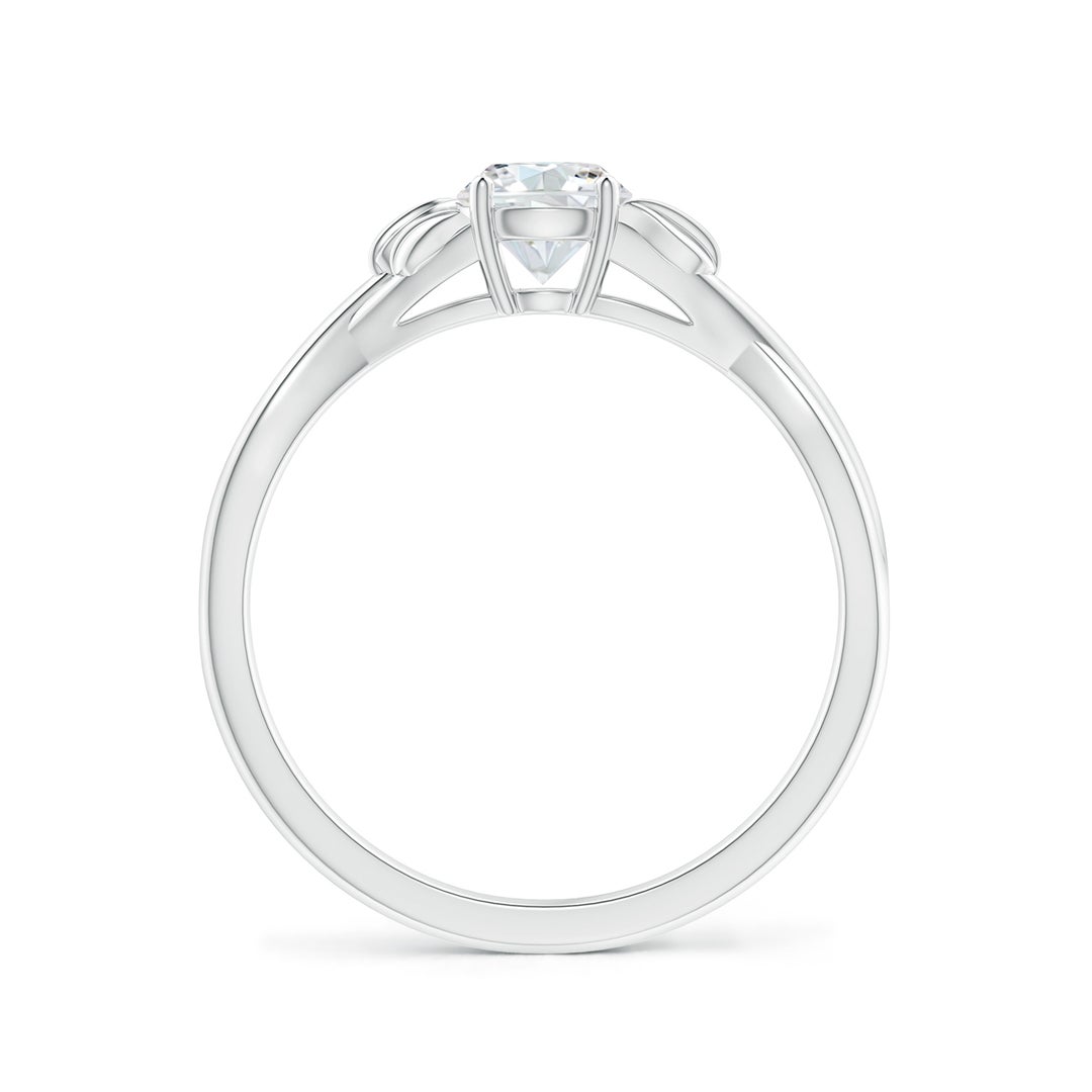 5.1mm FGVS Lab-Grown Nature Inspired Diamond Crossover Ring with Leaf Motifs in White Gold - side 3