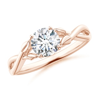 6.4mm FGVS Lab-Grown Nature Inspired Diamond Crossover Ring with Leaf Motifs in 10K Rose Gold