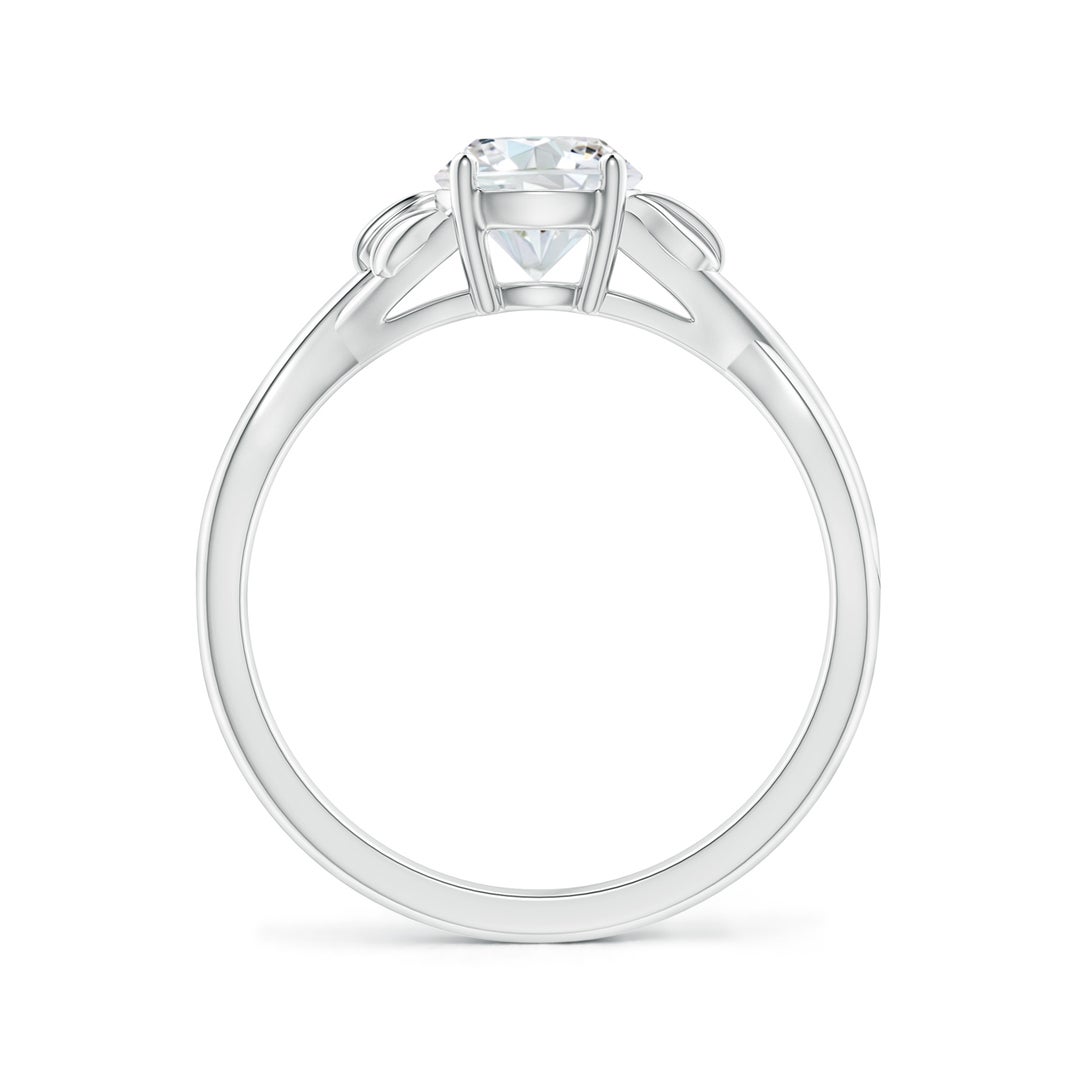 6.4mm FGVS Lab-Grown Nature Inspired Diamond Crossover Ring with Leaf Motifs in White Gold - side 3