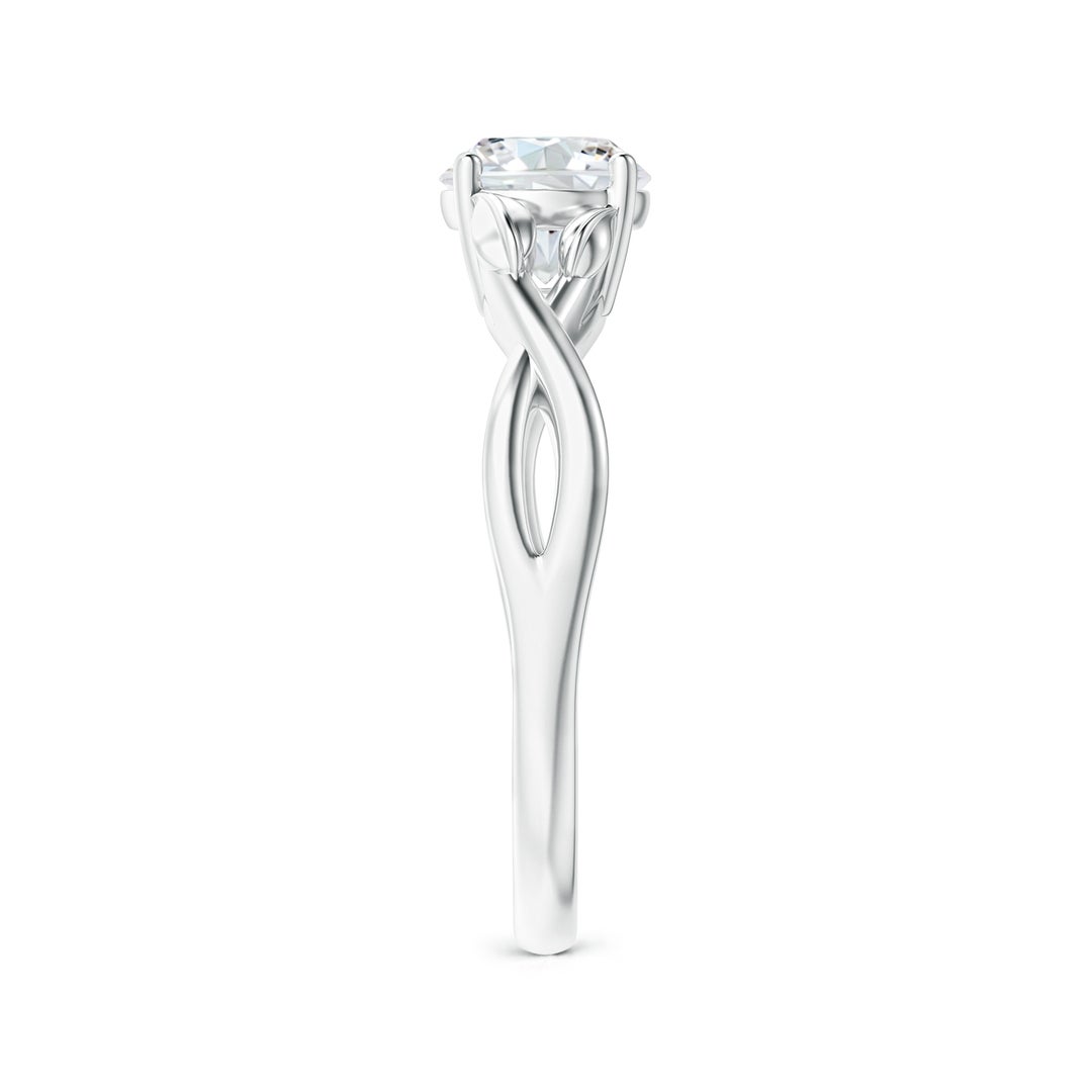 6.4mm FGVS Lab-Grown Nature Inspired Diamond Crossover Ring with Leaf Motifs in White Gold - side 4