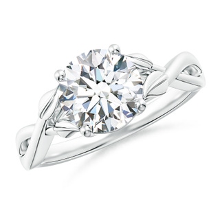 8.1mm FGVS Lab-Grown Nature Inspired Diamond Crossover Ring with Leaf Motifs in P950 Platinum