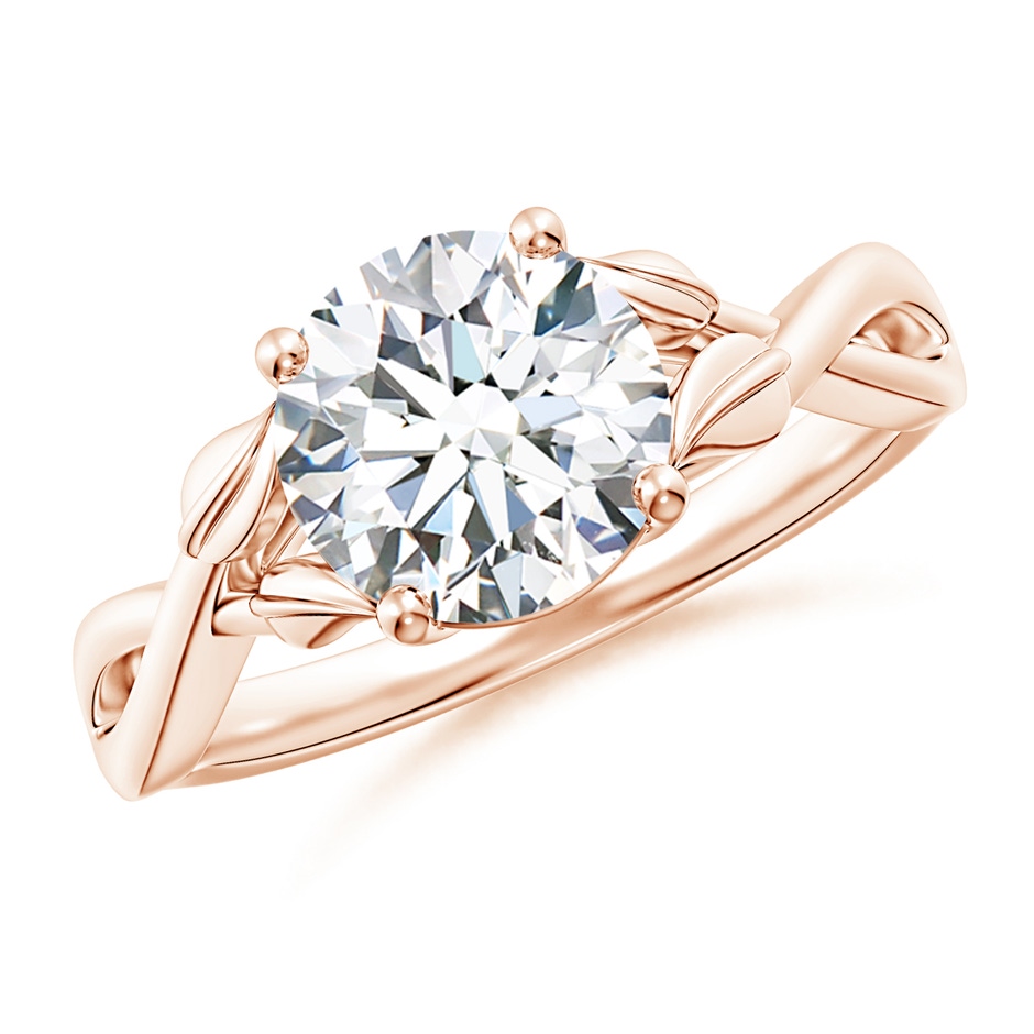 8.1mm FGVS Lab-Grown Nature Inspired Diamond Crossover Ring with Leaf Motifs in Rose Gold 