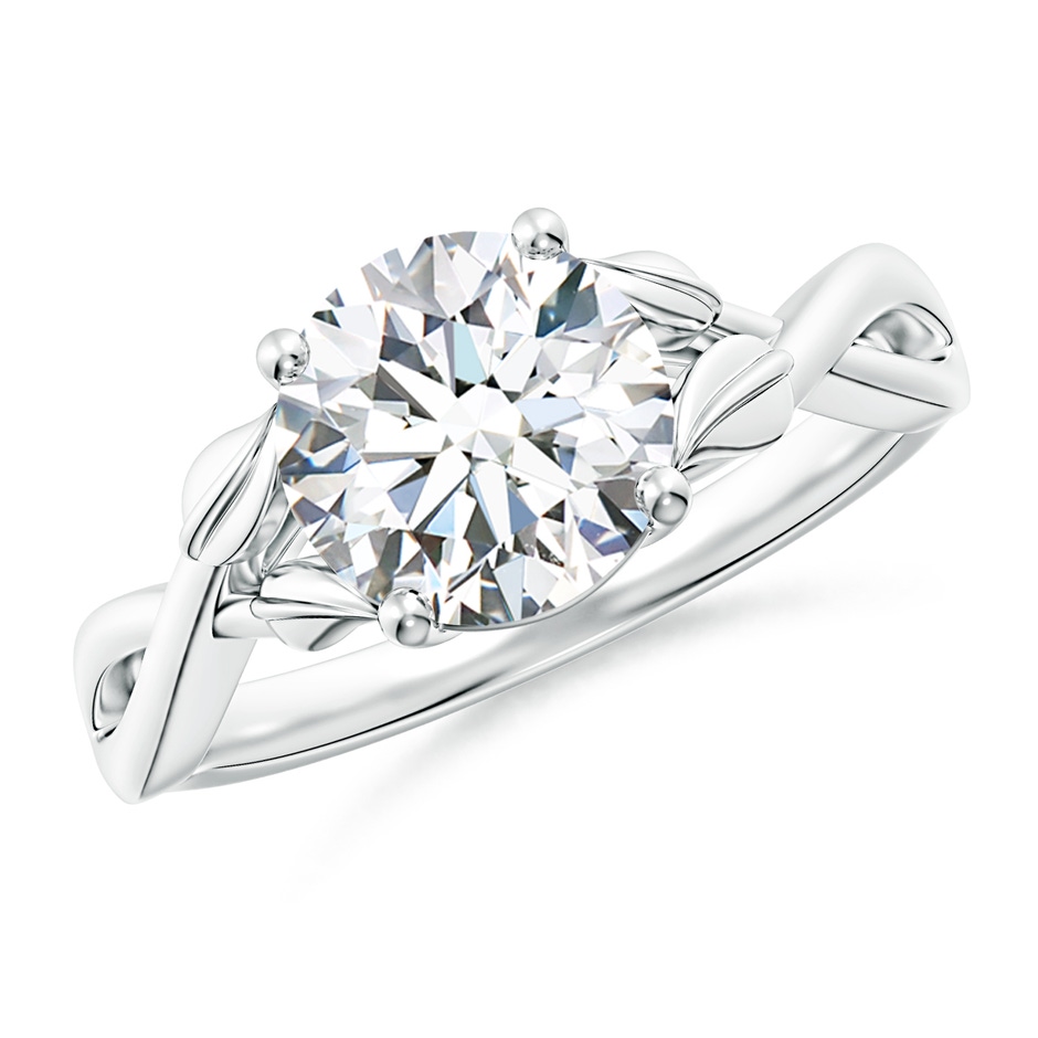 8.1mm FGVS Lab-Grown Nature Inspired Diamond Crossover Ring with Leaf Motifs in White Gold 