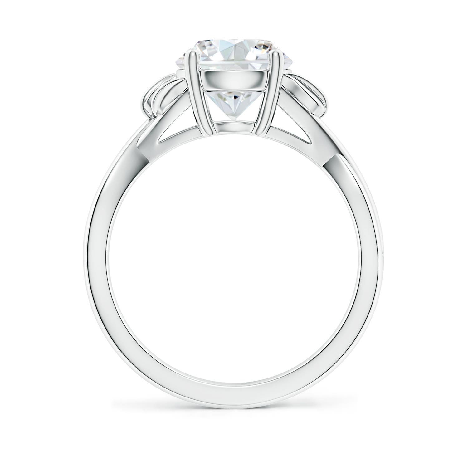 8.1mm FGVS Lab-Grown Nature Inspired Diamond Crossover Ring with Leaf Motifs in White Gold