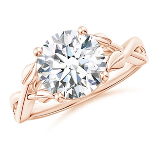 9.2mm FGVS Lab-Grown Nature Inspired Diamond Crossover Ring with Leaf Motifs in 10K Rose Gold