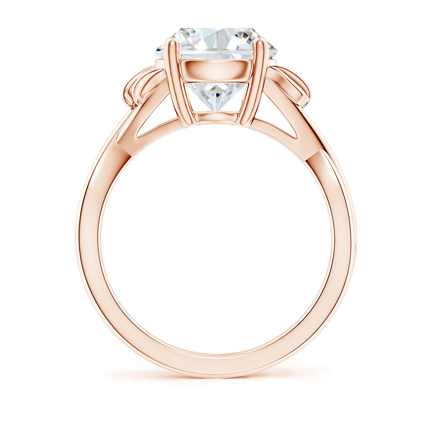 9.2mm FGVS Lab-Grown Nature Inspired Diamond Crossover Ring with Leaf Motifs in Rose Gold