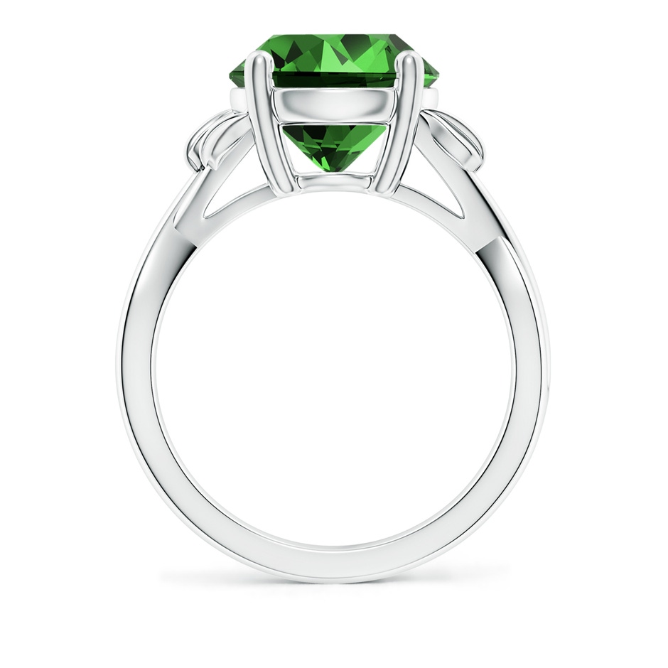 10mm Labgrown Lab-Grown Nature Inspired Emerald Crossover Ring with Leaf Motifs in P950 Platinum side 199