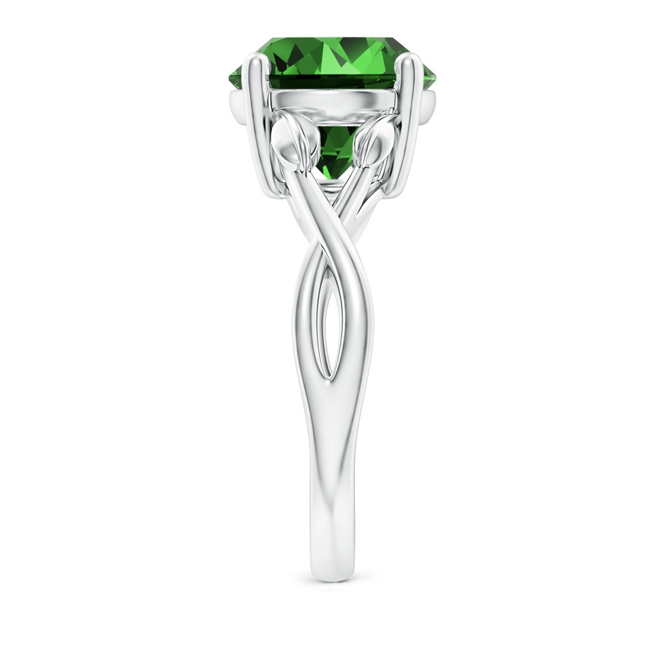 10mm Labgrown Lab-Grown Nature Inspired Emerald Crossover Ring with Leaf Motifs in P950 Platinum side 299