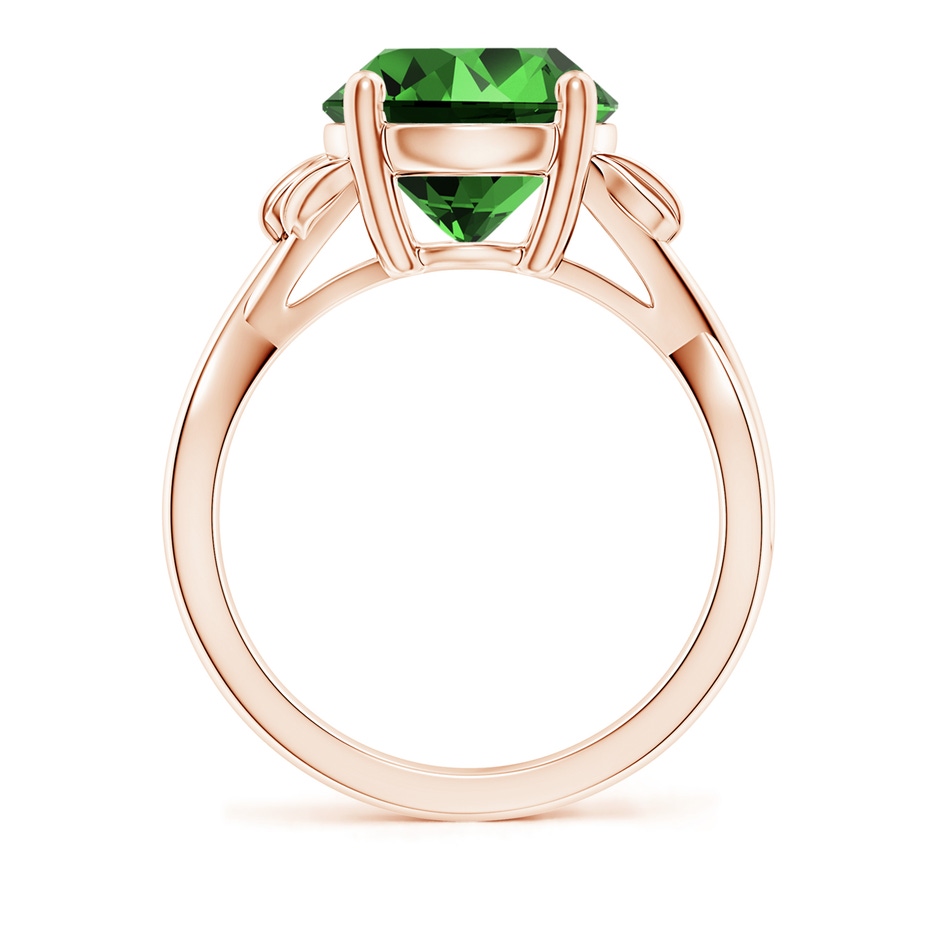10mm Labgrown Lab-Grown Nature Inspired Emerald Crossover Ring with Leaf Motifs in Rose Gold side 199