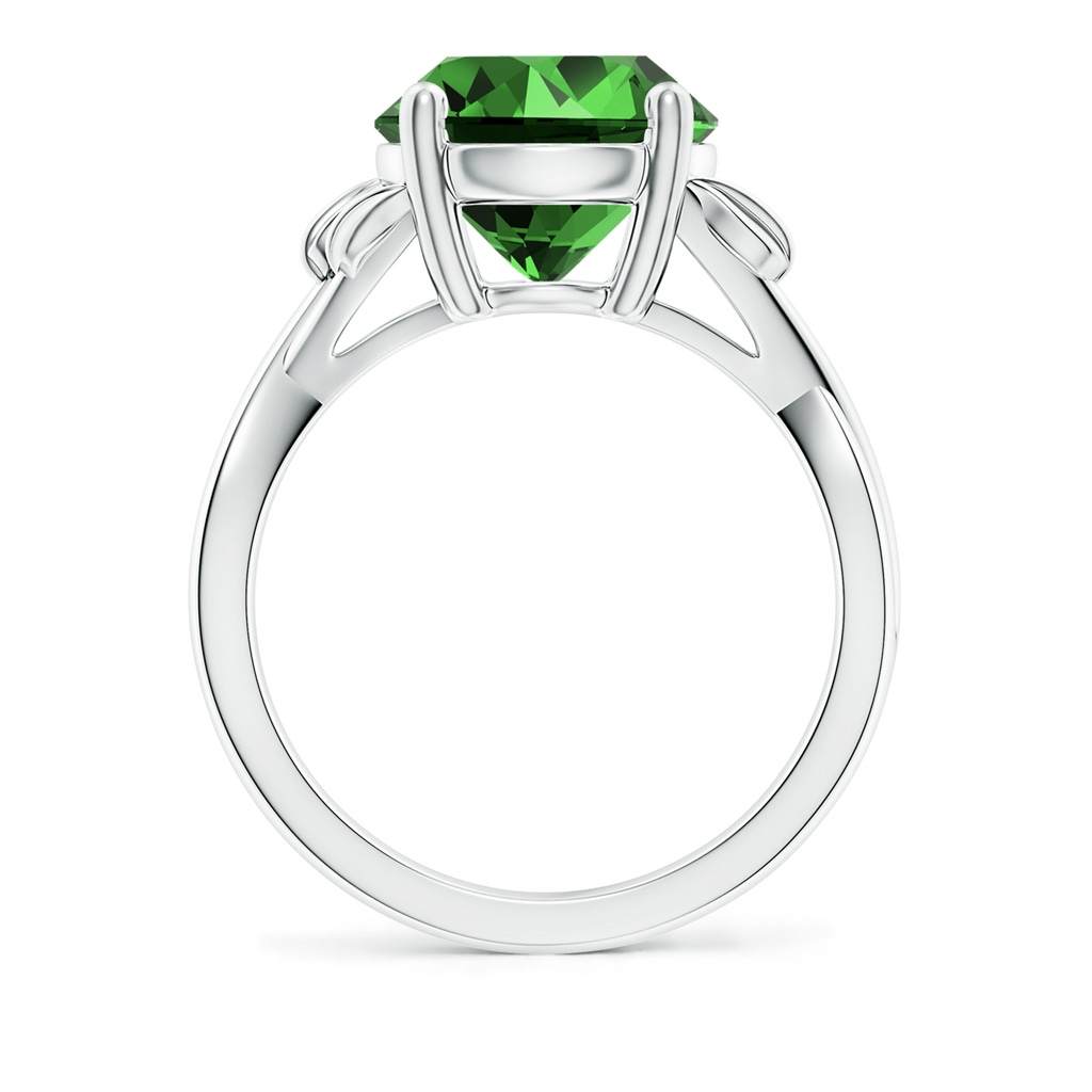 10mm Labgrown Lab-Grown Nature Inspired Emerald Crossover Ring with Leaf Motifs in White Gold - side 199
