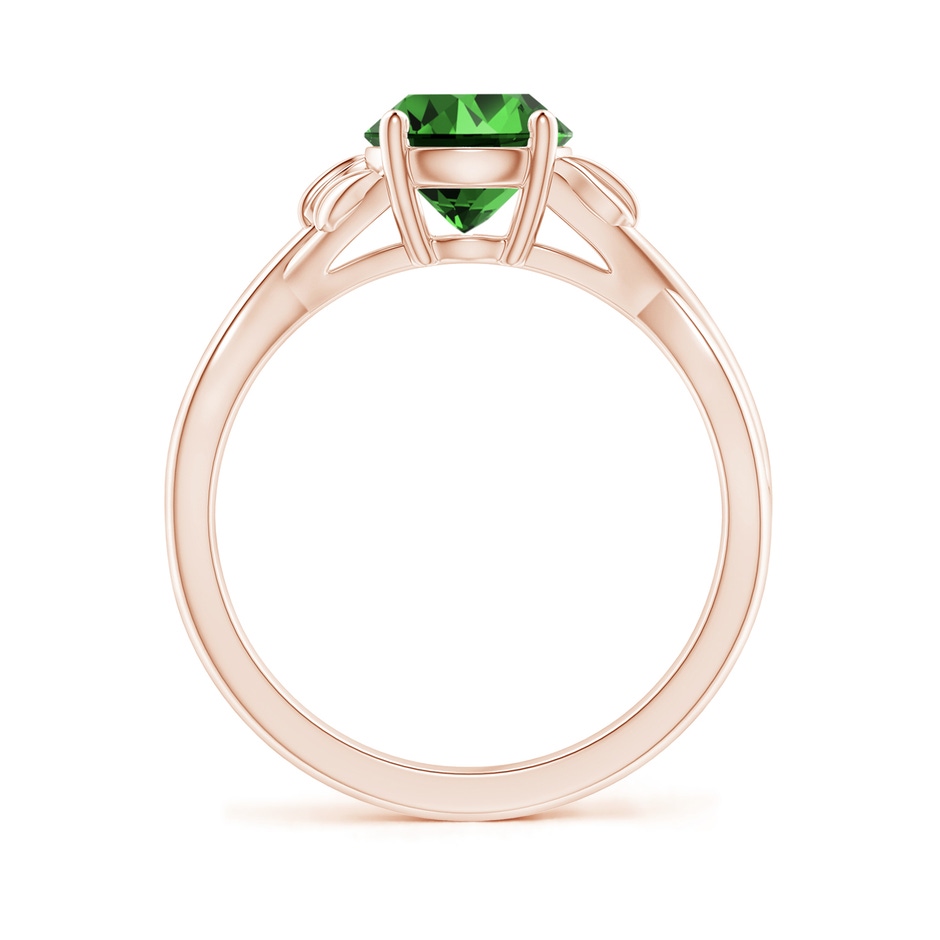 7mm Labgrown Lab-Grown Nature Inspired Emerald Crossover Ring with Leaf Motifs in Rose Gold side 199