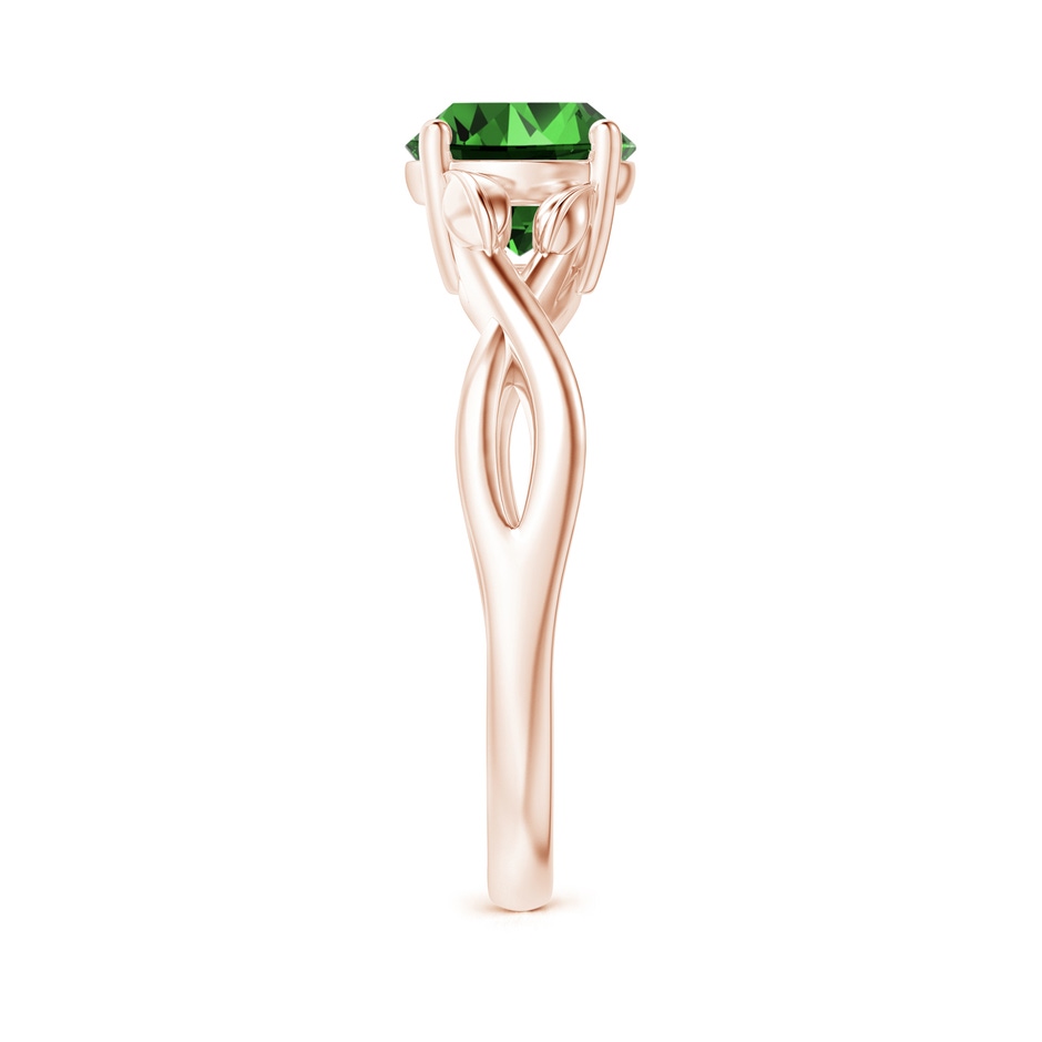 7mm Labgrown Lab-Grown Nature Inspired Emerald Crossover Ring with Leaf Motifs in Rose Gold side 299