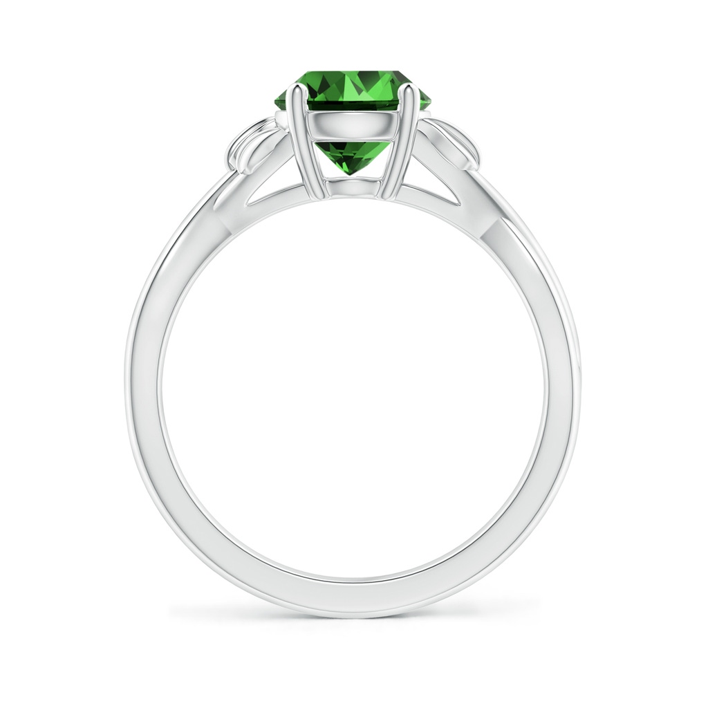 7mm Labgrown Lab-Grown Nature Inspired Emerald Crossover Ring with Leaf Motifs in White Gold Side 199
