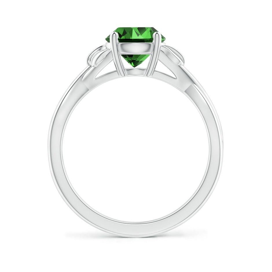 7mm Labgrown Lab-Grown Nature Inspired Emerald Crossover Ring with Leaf Motifs in White Gold side 199