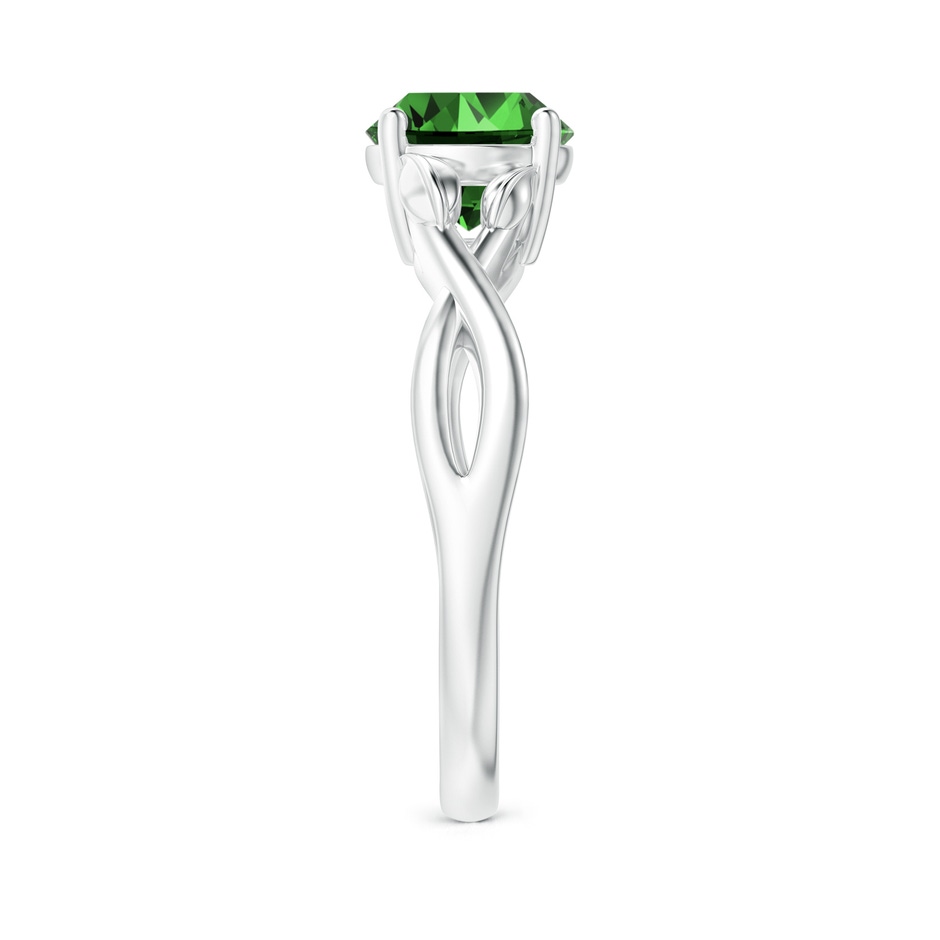 7mm Labgrown Lab-Grown Nature Inspired Emerald Crossover Ring with Leaf Motifs in White Gold side 299