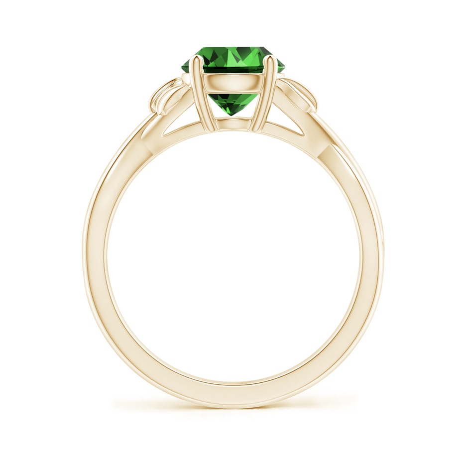 7mm Labgrown Lab-Grown Nature Inspired Emerald Crossover Ring with Leaf Motifs in Yellow Gold side 199