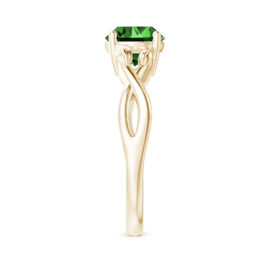 7mm Labgrown Lab-Grown Nature Inspired Emerald Crossover Ring with Leaf Motifs in Yellow Gold side 299