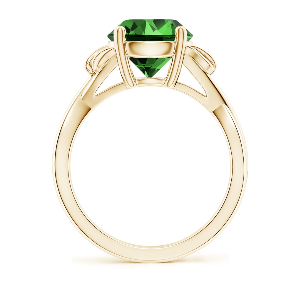 9mm Labgrown Lab-Grown Nature Inspired Emerald Crossover Ring with Leaf Motifs in Yellow Gold - side 199