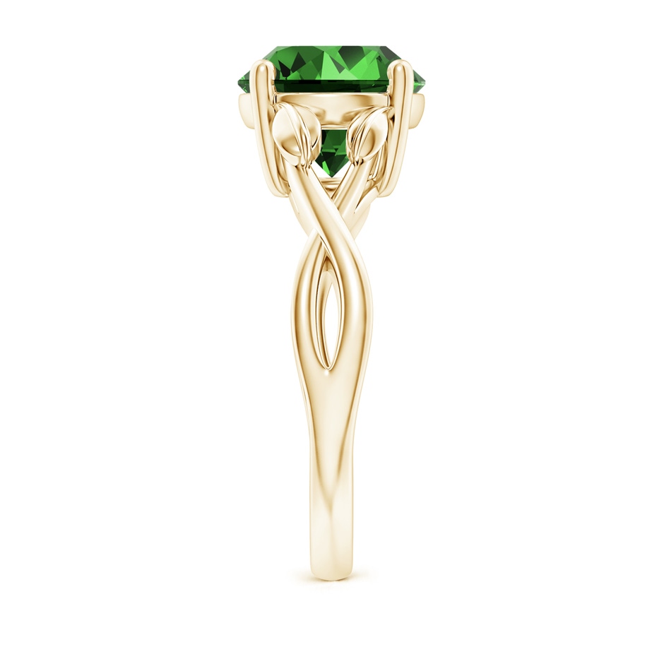 9mm Labgrown Lab-Grown Nature Inspired Emerald Crossover Ring with Leaf Motifs in Yellow Gold side 299