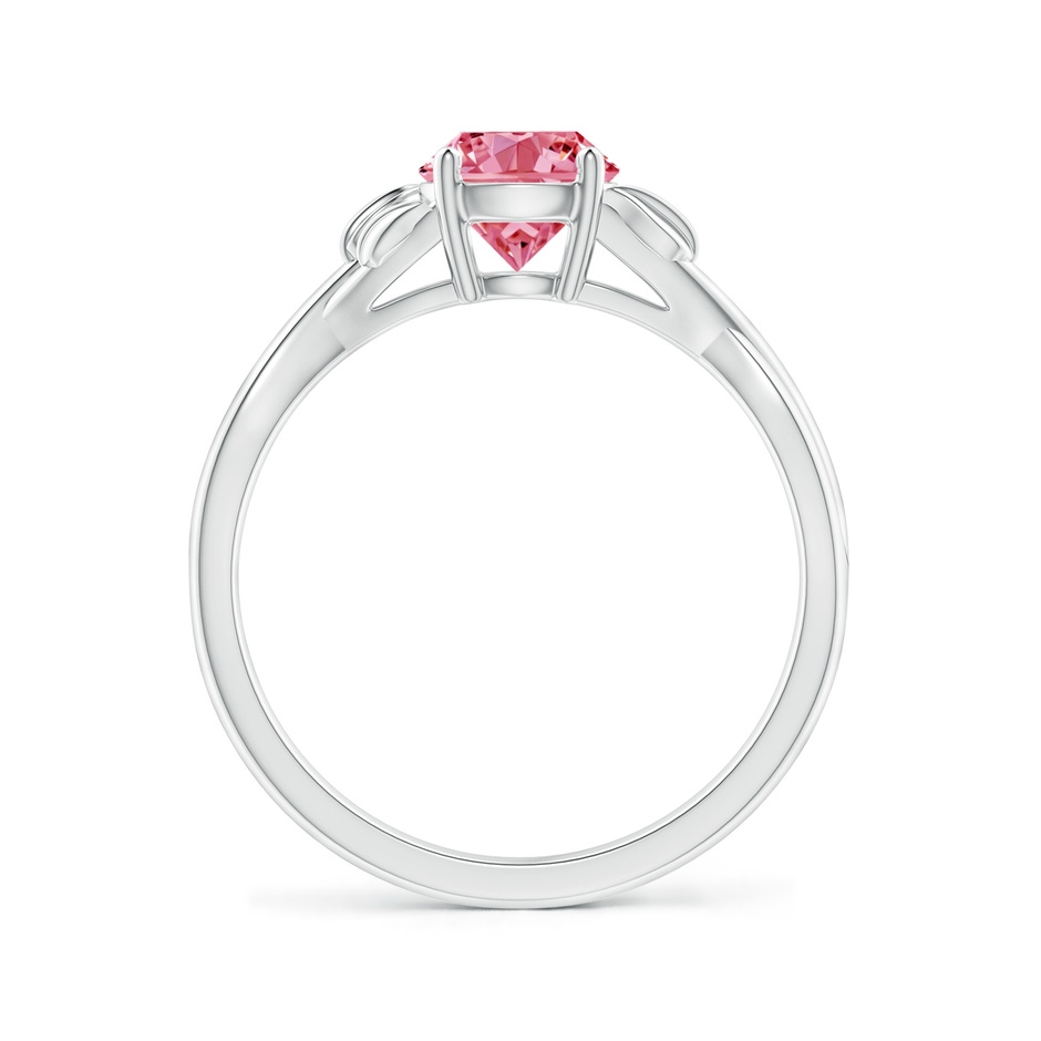 6.4mm Labgrown Nature Inspired Lab-Grown Fancy Intense Pink Diamond Crossover Ring with Leaf Motifs in White Gold side 199