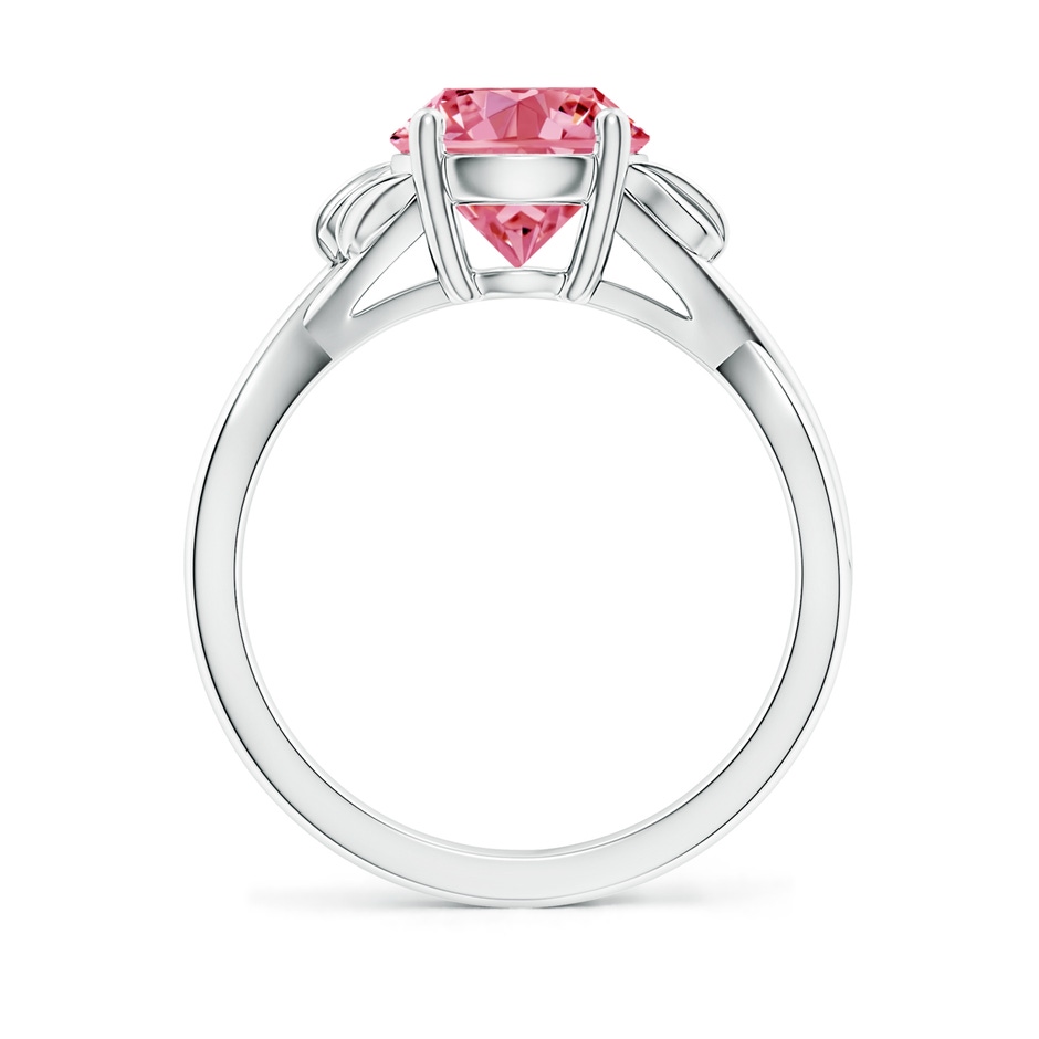 8.1mm Labgrown Nature Inspired Lab-Grown Fancy Intense Pink Diamond Crossover Ring with Leaf Motifs in White Gold side 199