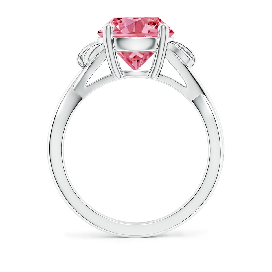 9.2mm Labgrown Nature Inspired Lab-Grown Fancy Intense Pink Diamond Crossover Ring with Leaf Motifs in P950 Platinum side 199