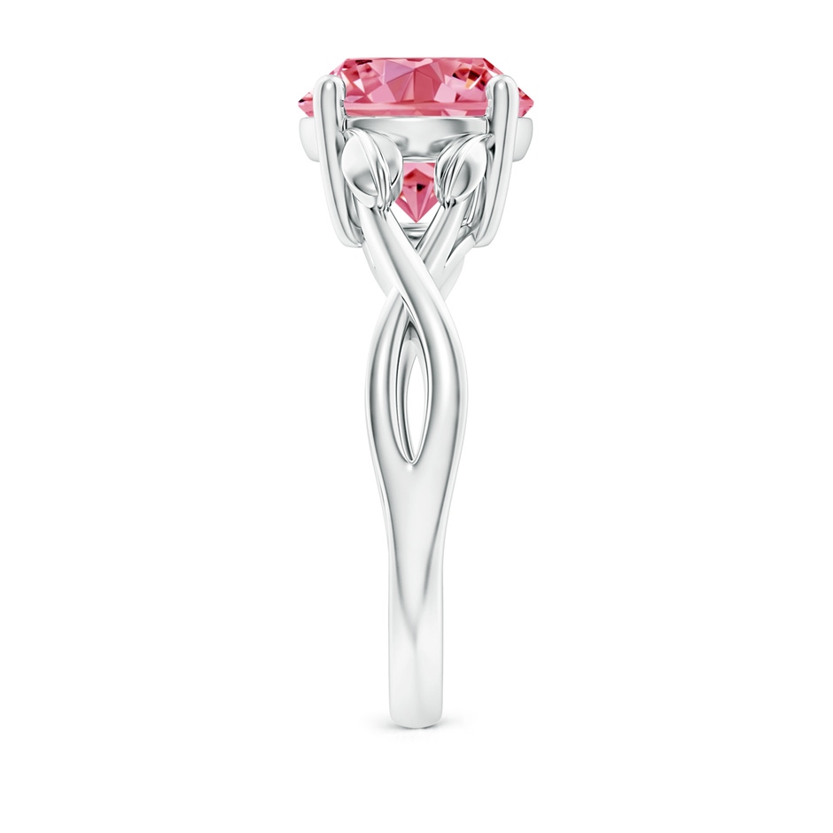 9.2mm Labgrown Nature Inspired Lab-Grown Fancy Intense Pink Diamond Crossover Ring with Leaf Motifs in P950 Platinum side 299