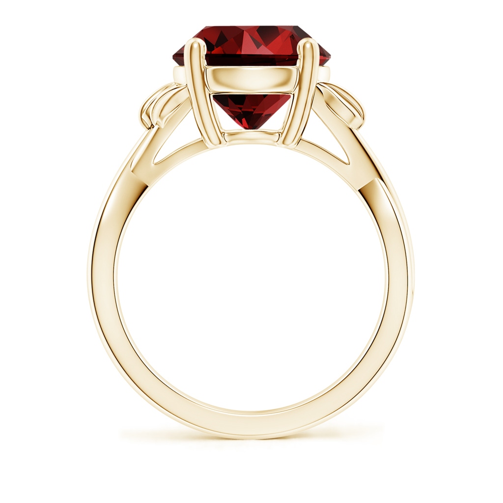 10mm Labgrown Lab-Grown Nature Inspired Ruby Crossover Ring with Leaf Motifs in Yellow Gold Side 199