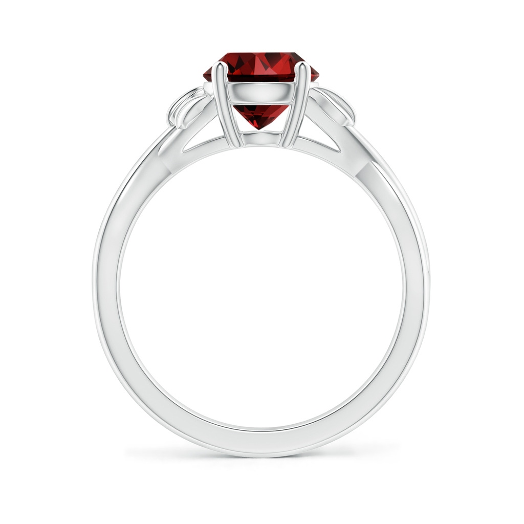7mm Labgrown Lab-Grown Nature Inspired Ruby Crossover Ring with Leaf Motifs in White Gold - side 199
