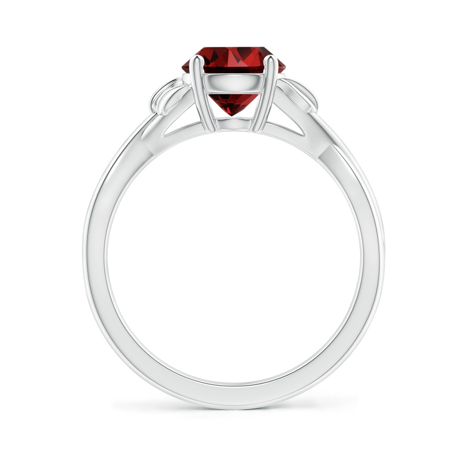 7mm Labgrown Lab-Grown Nature Inspired Ruby Crossover Ring with Leaf Motifs in White Gold side 199