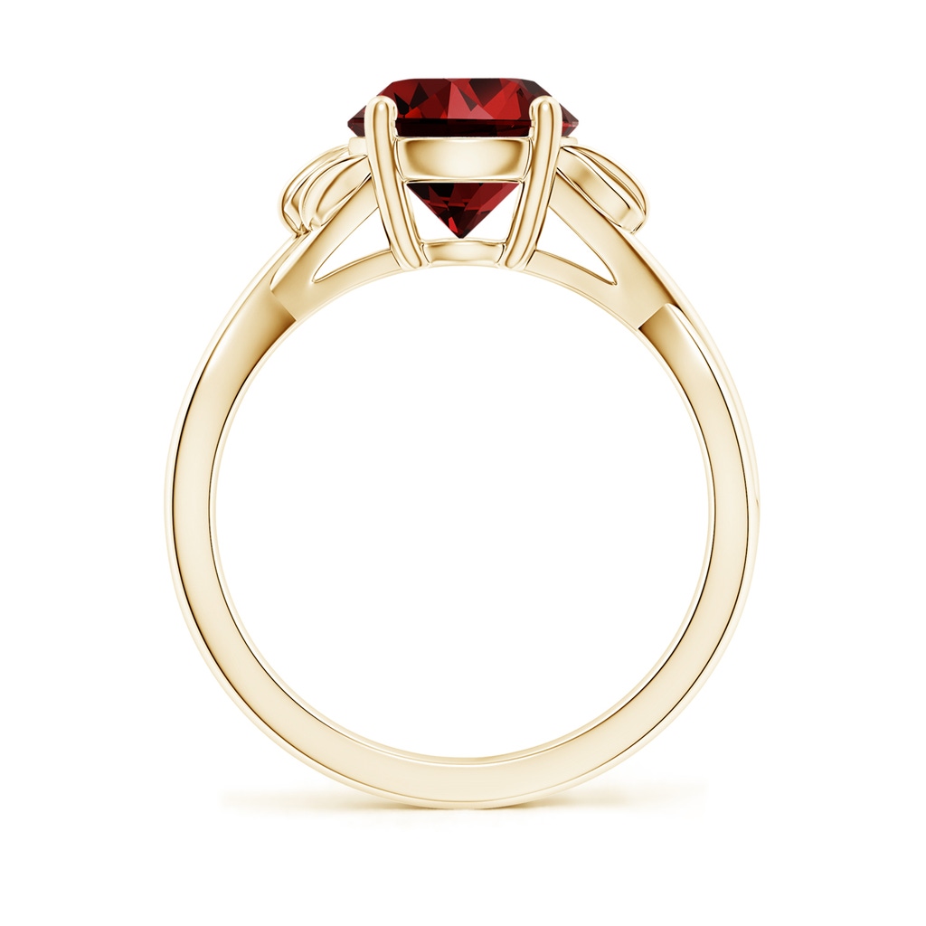 8mm Labgrown Lab-Grown Nature Inspired Ruby Crossover Ring with Leaf Motifs in Yellow Gold Side 199