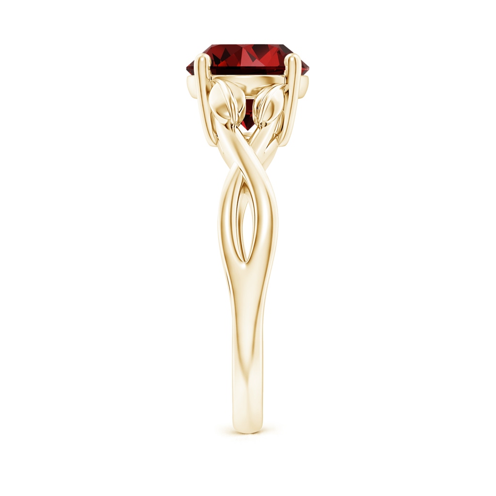 8mm Labgrown Lab-Grown Nature Inspired Ruby Crossover Ring with Leaf Motifs in Yellow Gold Side 299