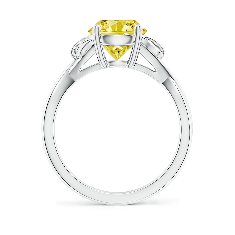 8.1mm Labgrown Nature Inspired Lab-Grown Fancy Intense Yellow Diamond Crossover Ring with Leaf Motifs in P950 Platinum side 199