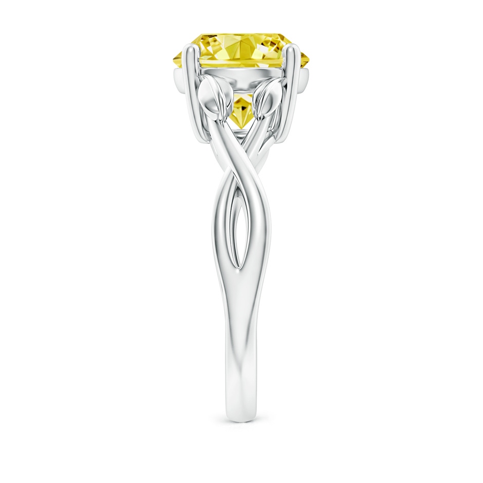 9.2mm Labgrown Nature Inspired Lab-Grown Fancy Intense Yellow Diamond Crossover Ring with Leaf Motifs in S999 Silver side 299