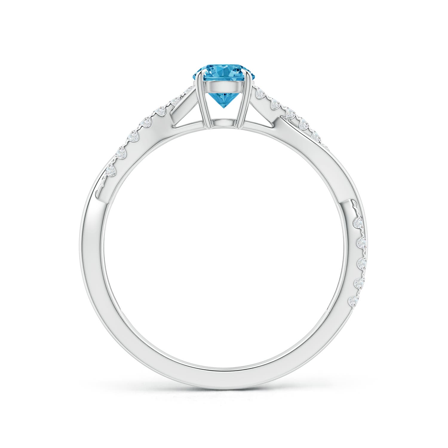 4.4mm Labgrown Classic Solitaire Lab-Grown Fancy Intense Blue Diamond Twist Shank Engagement Ring in 18K White Gold