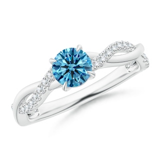 5.2mm Labgrown Classic Solitaire Lab-Grown Fancy Intense Blue Diamond Twist Shank Engagement Ring in P950 Platinum